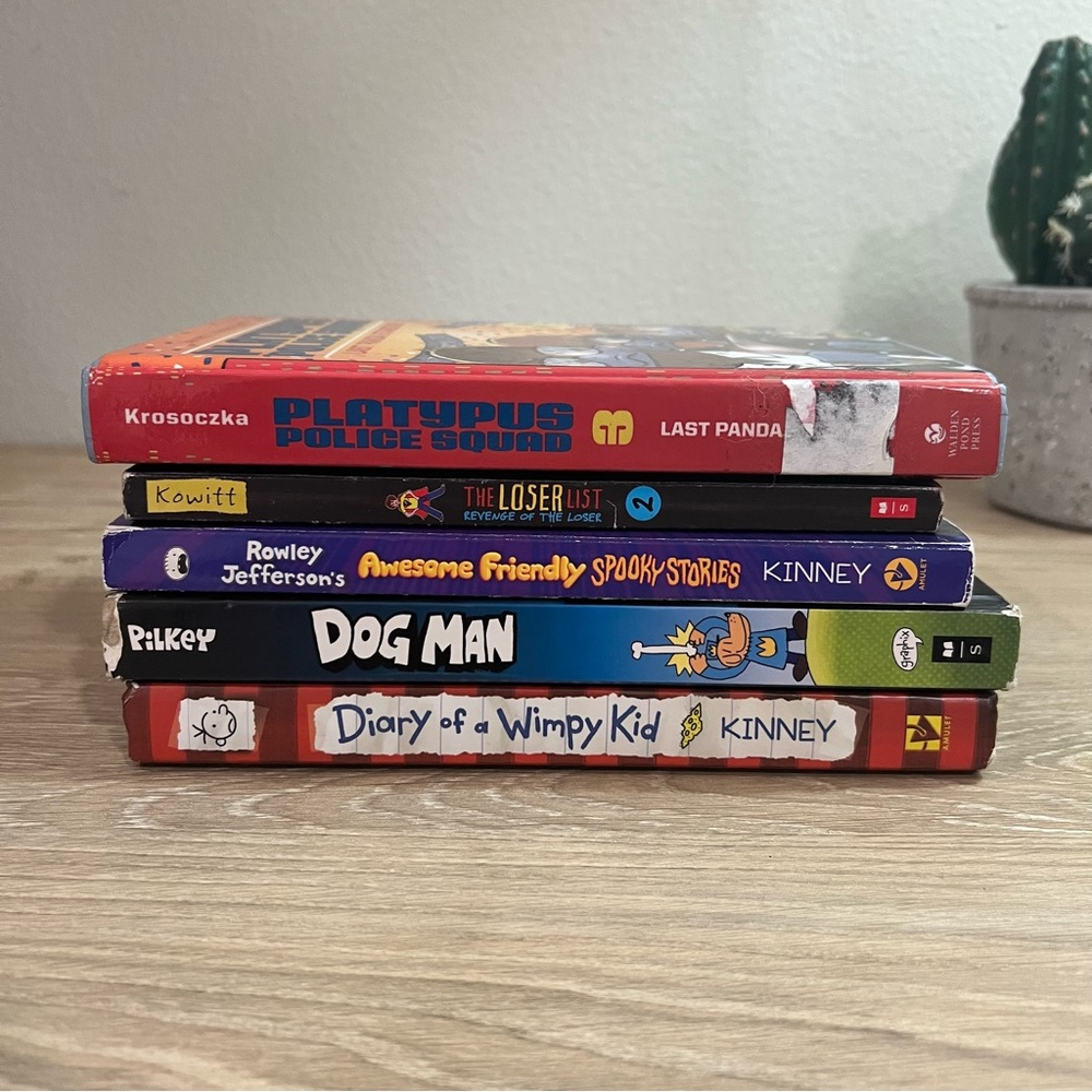 Boys Graphic Novel Book Lot Dog Man Wimpy Kid 5 Book Set Grades 3-6 - Picture 12 of 15
